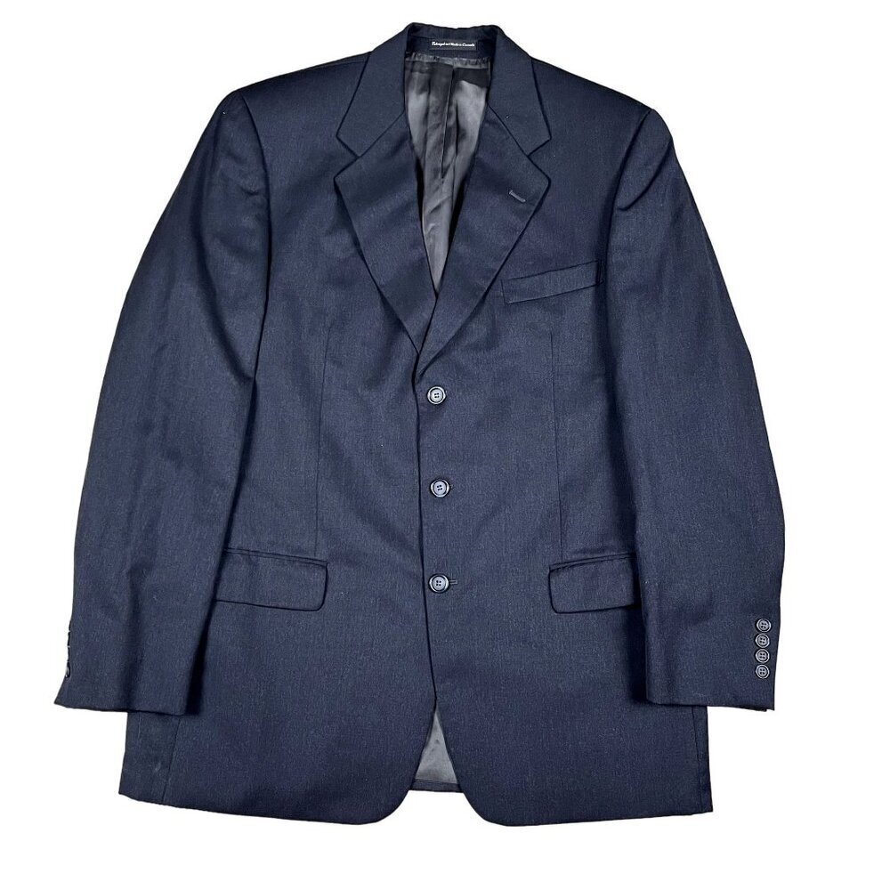 Joseph Feiss 100% Pure New Wool Three Button Black Sports Coat Size 42L